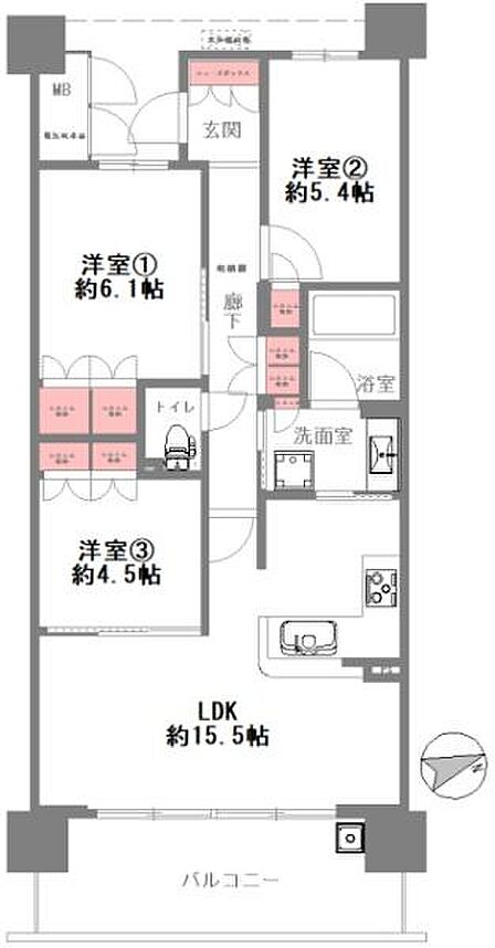 3LDK 間取り