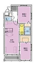 （仮）潮見町マンション 401 4階2LDKの間取り