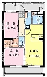 Revel Ocean 1階2LDKの間取り