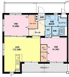仮）高洲町YMマンション 3階2LDKの間取り