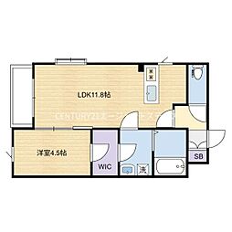 Growth Aoba 1階1LDKの間取り