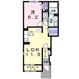 カームタイム　2 1階1LDKの間取り