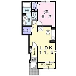 カームタイム　2 1階1LDKの間取り