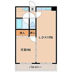 オメガシティ宮崎1 7階1LDKの間取り