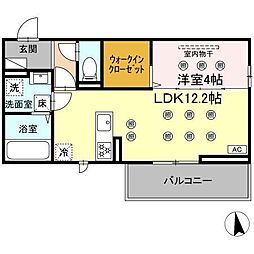 Ｄ-ｒｅｓｅｎａ Ｓｏｌａｉｒｅ 102 1階1LDKの間取り