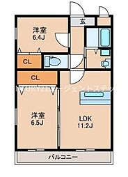 NEIGHBORS 2階2LDKの間取り