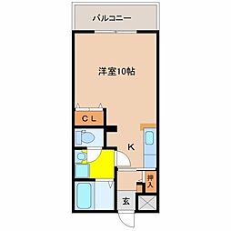 ツーエヌマンション 2階ワンルームの間取り