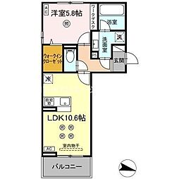 D-resena大橋1 2階1LDKの間取り