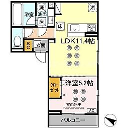D-resena大橋II 1LDKの間取図画像