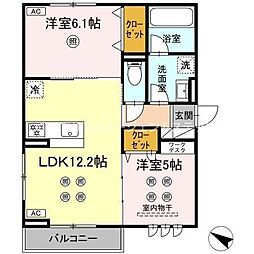 D-resena大橋3 3階2LDKの間取り