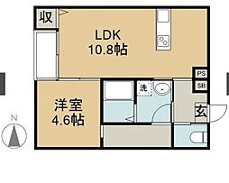 CUORE C棟 1LDKの間取図画像