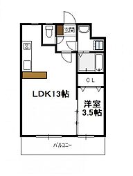 山春ビル3 1階1LDKの間取り