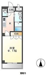 サンライズK 1Kの間取図画像