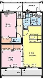 ＨＡＹＡＴＥ・ＪＡＰＡＮ 3階2LDKの間取り