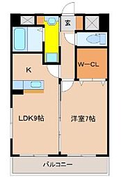 チェリーブロッサム1 3階1LDKの間取り