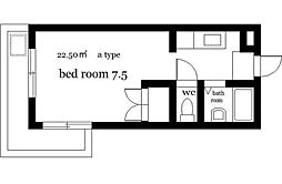 オクトワール宮崎西弐番館 ワンルームの間取図画像