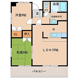 シャルム和知川原 2LDKの間取図画像