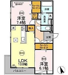 D-Resena松山 2LDKの間取図画像