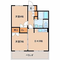 ヴィラK's 2DKの間取図画像