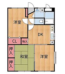 サンフラワー東町 3DKの間取図画像