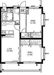 ハーバーウエスト 2LDKの間取図画像