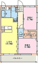 シャンテハイムV 2LDKの間取図画像
