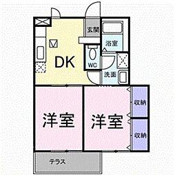 プラネッツあおき1 2DKの間取図画像
