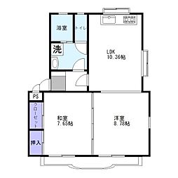 キタ月見1 2LDKの間取図画像