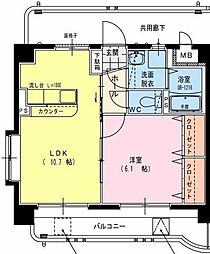 ぴゅあグリーン 1LDKの間取図画像