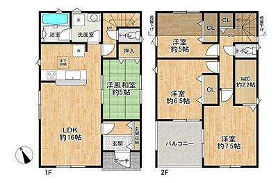 間取り：広々バルコニー♪陽当り良好♪