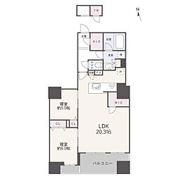 レーベン新潟THETOWERMARKS 2LDKの間取図画像