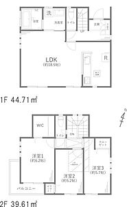 間取り：3LDK＋ウォークインクローゼット＋小屋裏収納