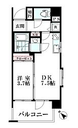 グローベル　ザ・スイート森下 2階1DKの間取り