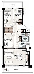 サニータウン習志野台サンハイツ 3LDKの間取図画像