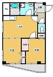 相鉄本線 天王町駅 徒歩6分の賃貸マンション 2階1LDKの間取り