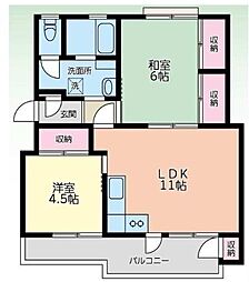 別所アパートメントC棟 2LDKの間取図画像