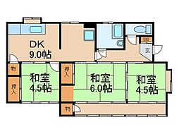 徳川借家 1階3DKの間取り