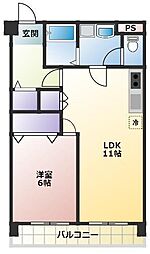 ベイサイド市川 1LDKの間取図画像