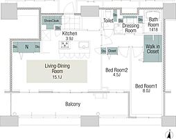 アイランドシティオーシャン&フォレストタワーレジデンスウエスト棟 2LDKの間取図画像