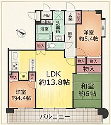 ラミーユ大宮ハイライズ1号棟ソレール棟 3LDKの間取図画像