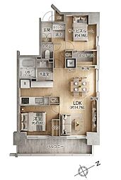 スカーラ台東根岸 2LDKの間取図画像