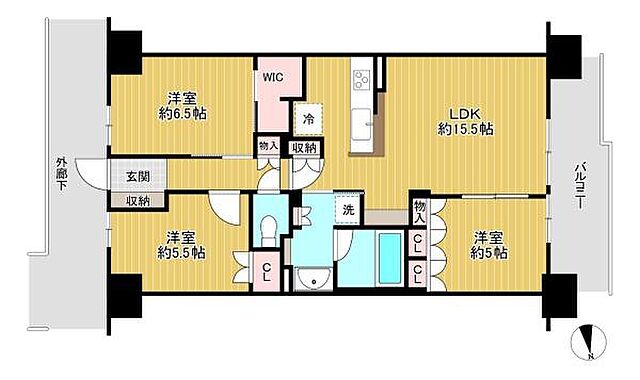 間取り オーベルグランディオ八王子エアーズ 11階/-