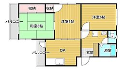 第一エステート 4階3DKの間取り