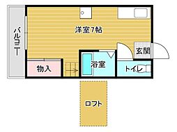 シティーベールFUTASE 2階ワンルームの間取り