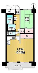 向島ニュータウン第三街区3-B棟 1LDKの間取図画像