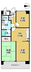 ルミエール西京極 3DKの間取図画像