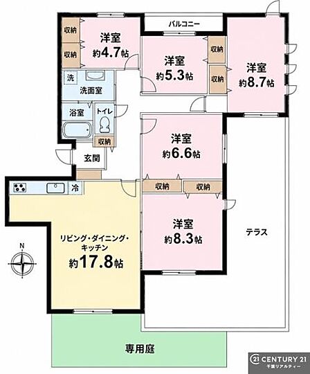 5LDKの魅力的な間取り!LDKはゆったりとした空間で、ご家族との団らん時間が、より一層充実したものになりますね家族との仲が深まり、自然と笑顔が増えそうです!