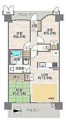 グランスイート香里園 3LDKの間取図画像