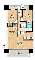 レ・ジェイドシティ瓢箪山 3LDKの間取図画像