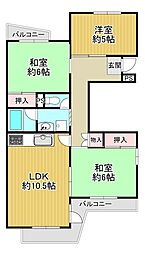住道駅前住宅 15号棟 3LDKの間取り